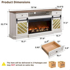 Farmhouse Fireplace TV Stand for 85 Inch TV, Entertainment Center