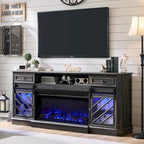 Farmhouse Fireplace TV Stand for 85 Inch TV, Entertainment Center