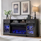 Farmhouse Fireplace TV Stand for 85 Inch TV, Entertainment Center