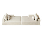 102 Corduroy Cloud Chaise Sectional with Reclining Sofa Bed, No-Assembly Design & Ergonomic Backrest
