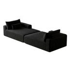 102 Corduroy Cloud Chaise Sectional with Reclining Sofa Bed, No-Assembly Design & Ergonomic Backrest