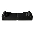 102 Corduroy Cloud Chaise Sectional with Reclining Sofa Bed, No-Assembly Design & Ergonomic Backrest