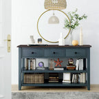 Retro Design Console Table with Two Open Shelves