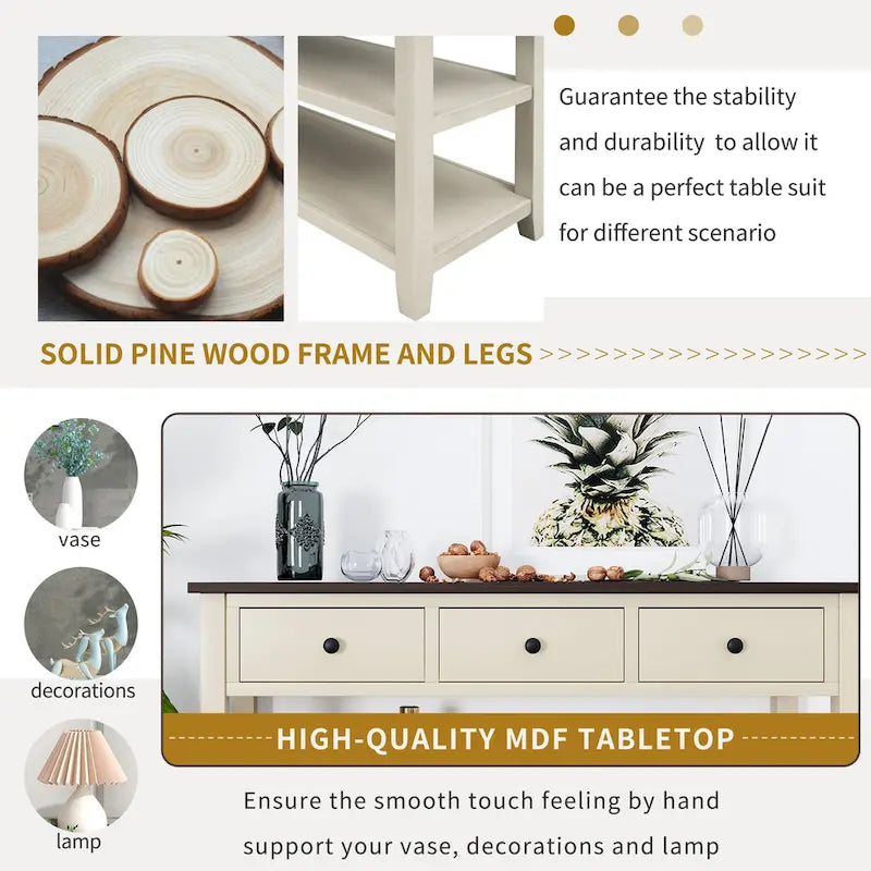 Retro Design Console Table with Two Open Shelves