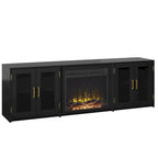 TV Stand for TVs up to 80 with Electric Fireplace and Glass Cabinet Doors