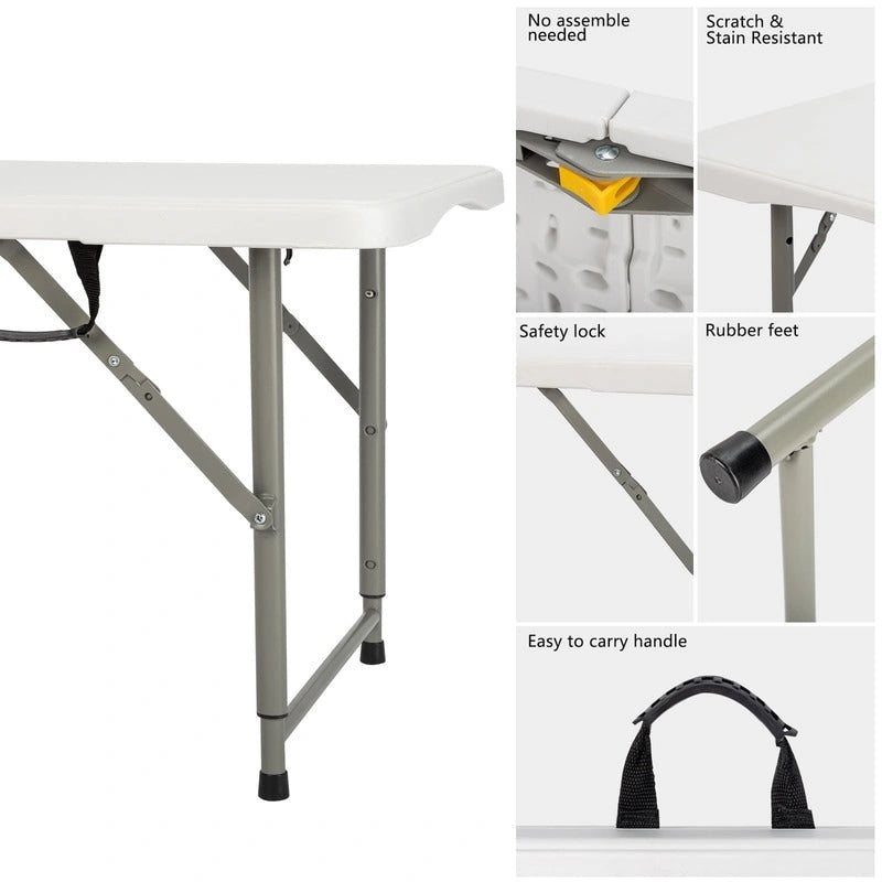 4 ft. Plastic Adjustable Height Folding Table