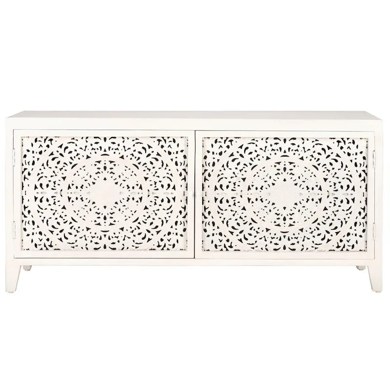 SAFAVIEH Ciji 2-Shelf 2-Door Media Stand (Fits Up To A 60 Flatscreen TV) - 55 In. W x 15 In. D x 26 In. H - 55Wx15Dx26H