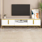 TV Stand with Open Storage Shelf for TVs Up to 85,with Cabinets and Drawers, Practical Media Console with Unique Legs