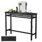 Javlergo Console Table with with Charging Station & USB Ports, Charcoal Gray
