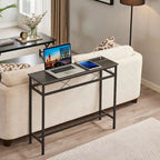 Javlergo Console Table with with Charging Station & USB Ports, Charcoal Gray