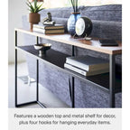 Yamazaki Home Long Console Table - Two Styles, Steel, Shelf, Holds 11 lbs - L 8.07 x W 49.61 x H 25.59 inches