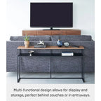 Yamazaki Home Long Console Table - Two Styles, Steel, Shelf, Holds 11 lbs - L 8.07 x W 49.61 x H 25.59 inches