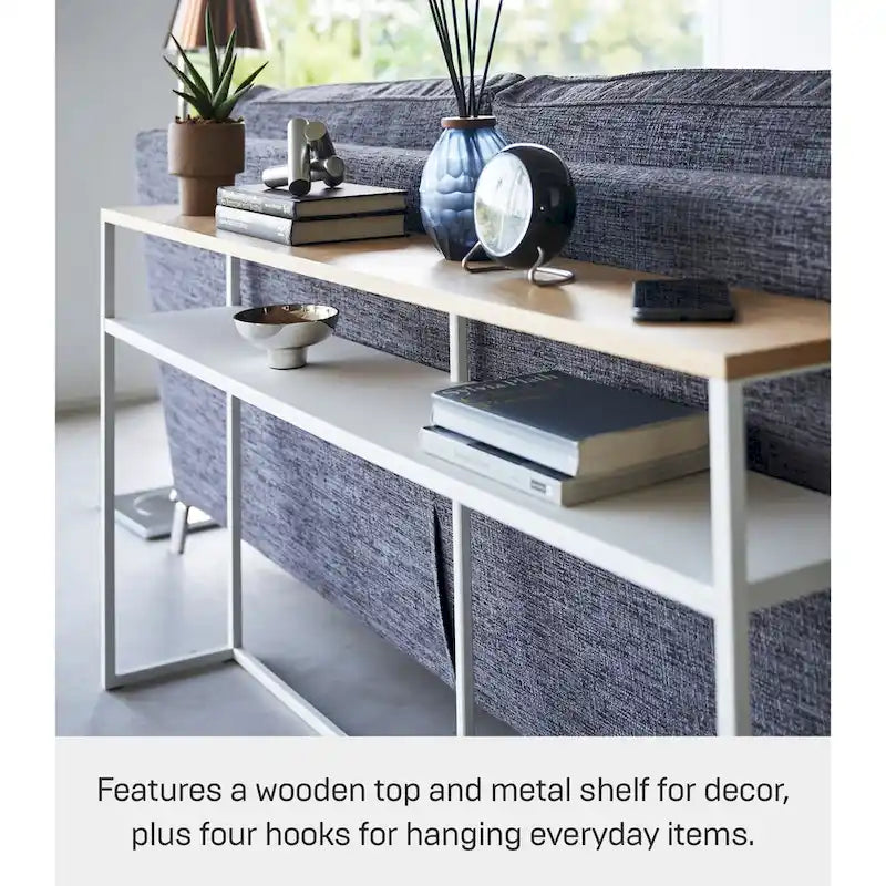 Yamazaki Home Long Console Table - Two Styles, Steel, Shelf, Holds 11 lbs - L 8.07 x W 49.61 x H 25.59 inches