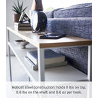 Yamazaki Home Long Console Table - Two Styles, Steel, Shelf, Holds 11 lbs - L 8.07 x W 49.61 x H 25.59 inches