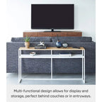 Yamazaki Home Long Console Table - Two Styles, Steel, Shelf, Holds 11 lbs - L 8.07 x W 49.61 x H 25.59 inches